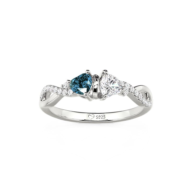 Jeulia Custom Twist Double Heart Birthstone Engagement Ring