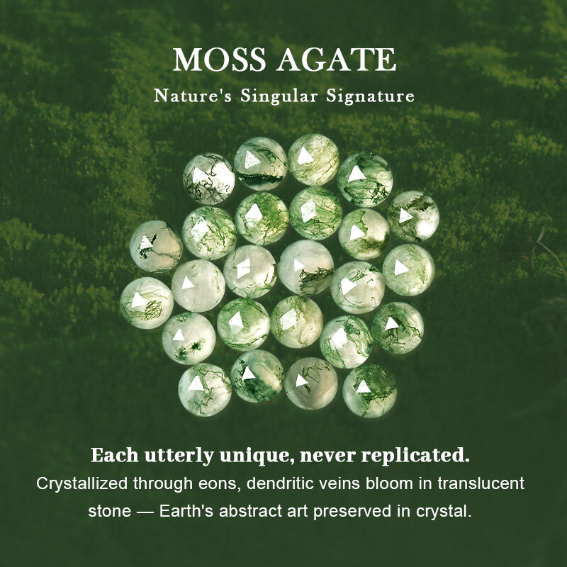 Jeulia Hug Me Two Tone Otter Ring with Round Moss Agate