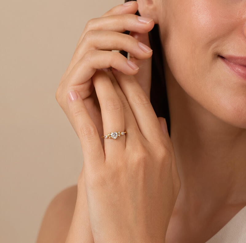 Jeulia Gold Infinity Twist Heart Promise Ring for Women