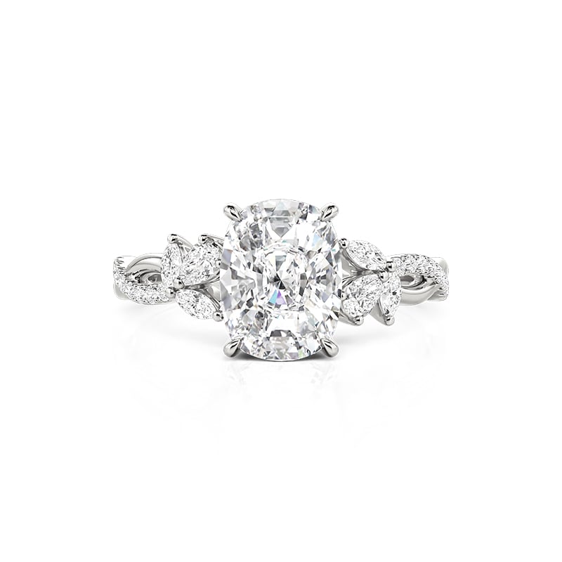 Helirose Twist Cluster Cushion Cut Engagement Ring