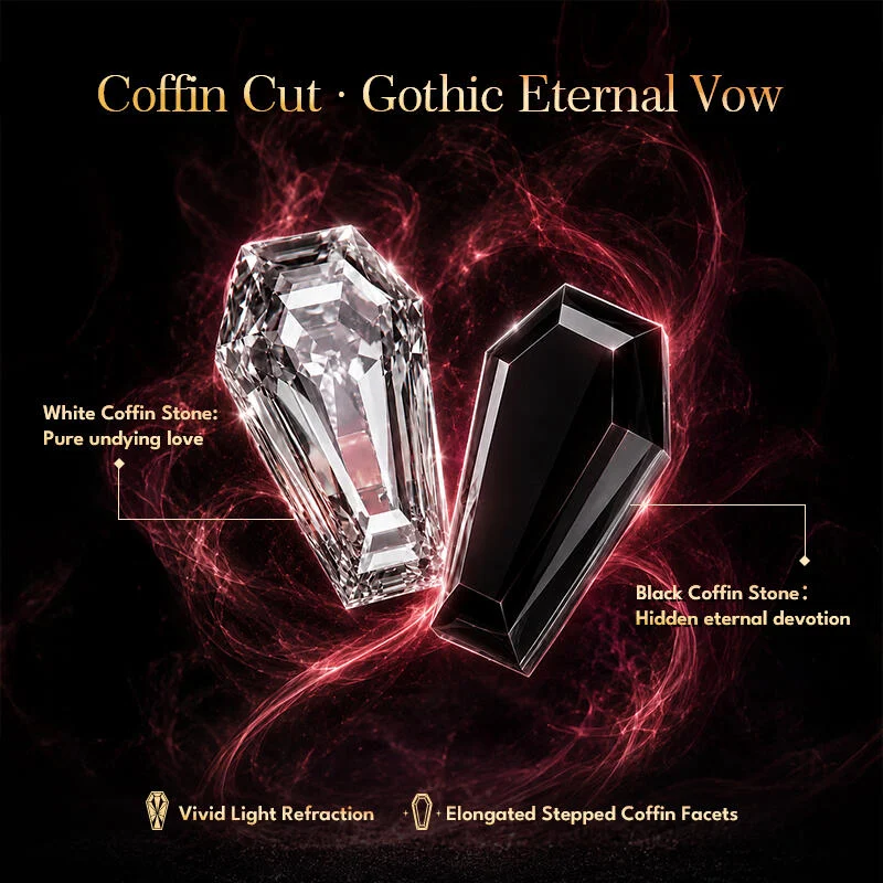 Jeulia Until Death Gothic Black Rose Cross Coffin Ring