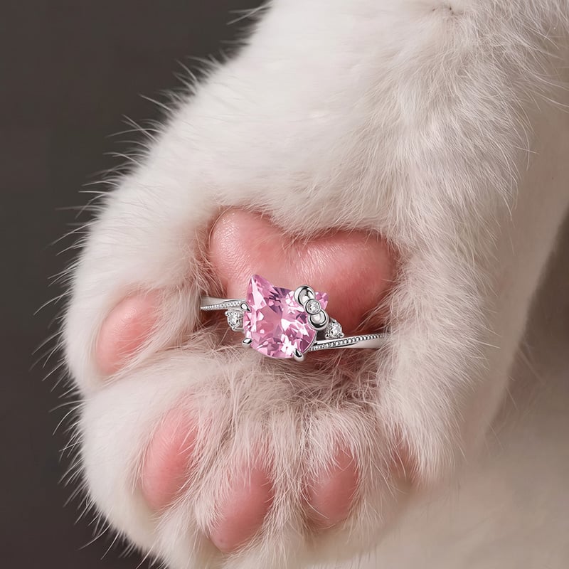 Jeulia Petland Milgrain Minimalist Pink Cat Engagement Ring