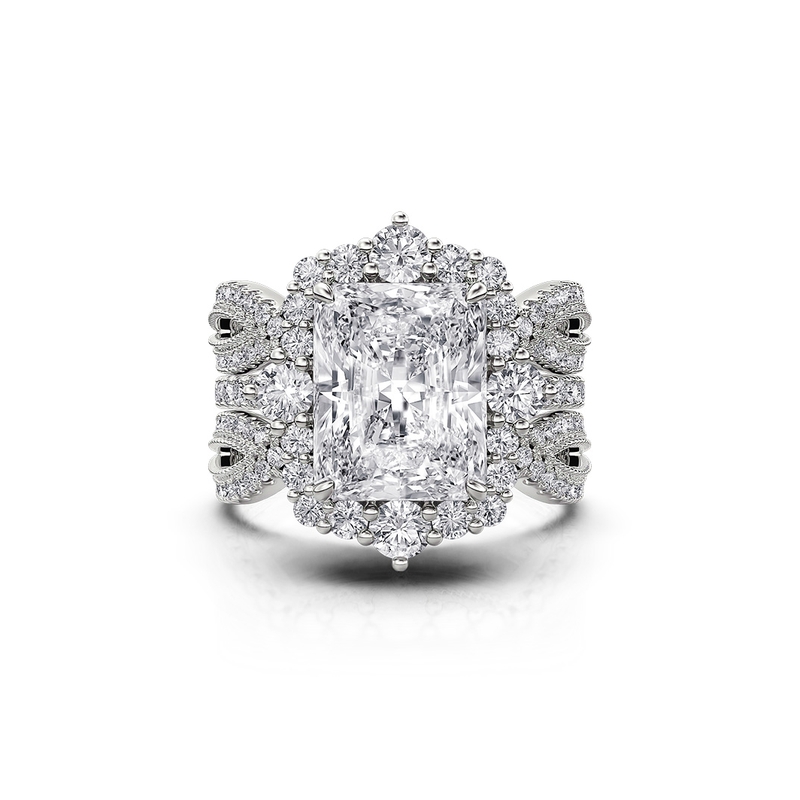 Helirose Twisted Interchangeable Black Radiant Halo Engagement Ring Set