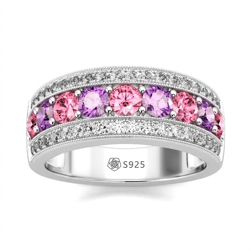 Halirose Classic Round Cut Sterling Silver Women's Band