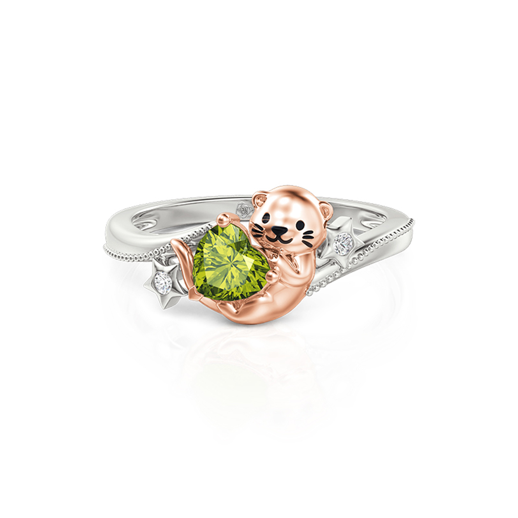 Jeulia Hug Me Custom Heart Birthstone Otter Ring with Star
