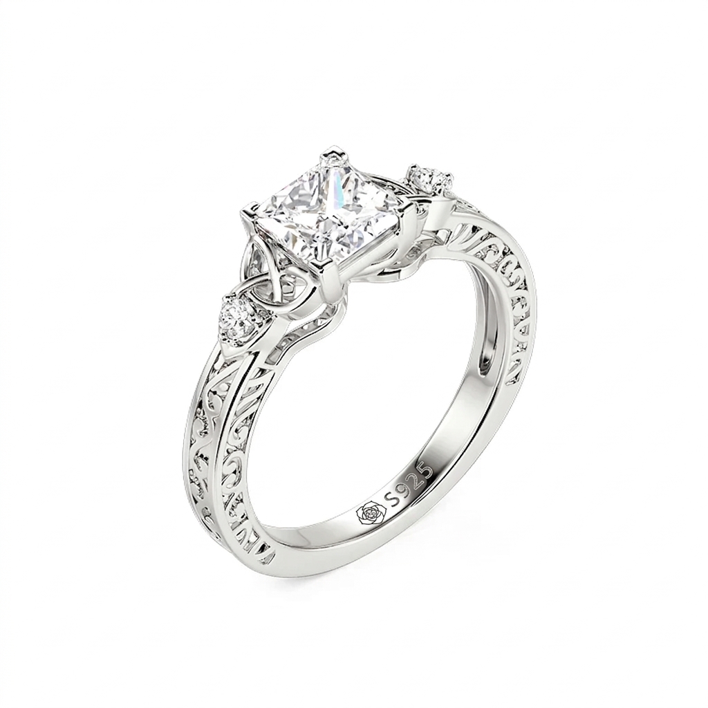 Jeulia Custom Celtic Knot Princess Cut Engagement Ring