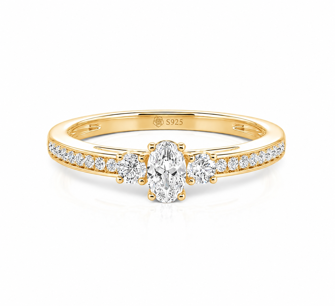 Helirose Minimalist Pave Three Stone Oval Promise Ring