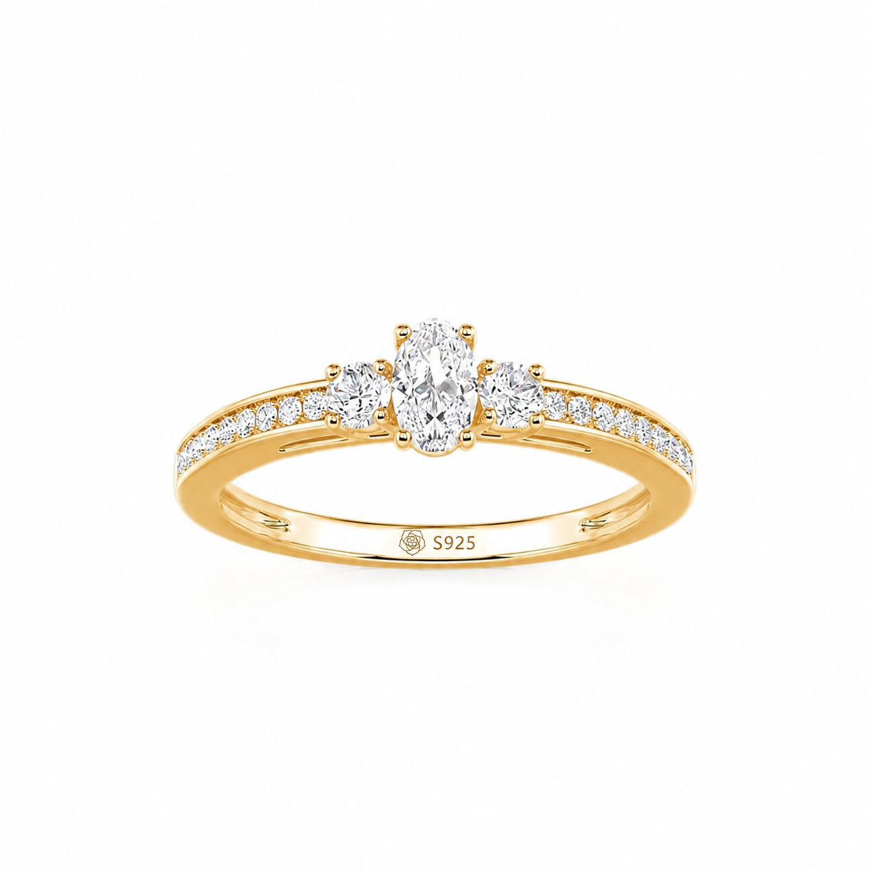 Helirose Minimalist Pave Three Stone Oval Promise Ring