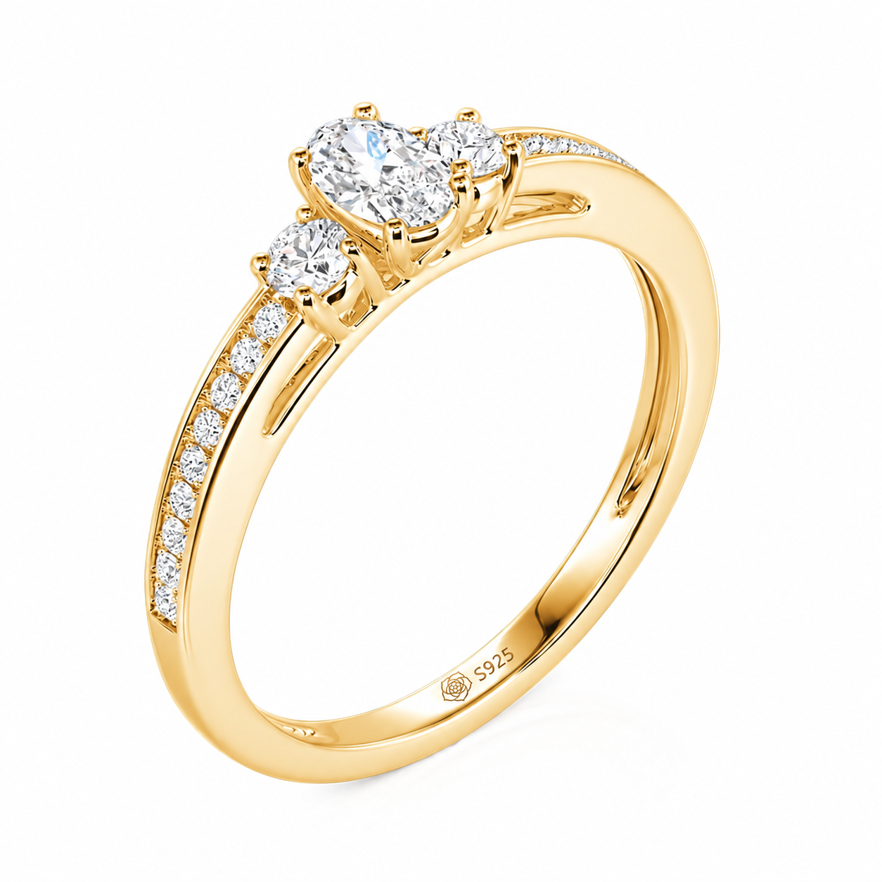 Helirose Minimalist Pave Three Stone Oval Promise Ring