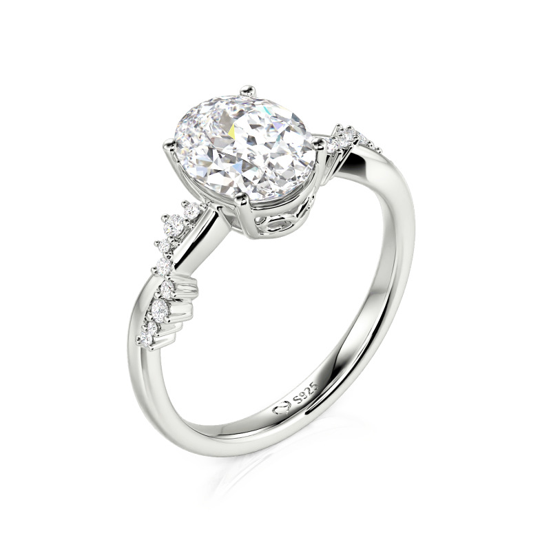 Jeulia 10K/14K/18K Gold Platinum Twist Oval Cut Ring
