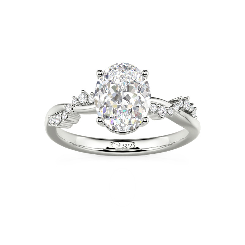 Jeulia 10K/14K/18K Gold Platinum Twist Oval Cut Ring