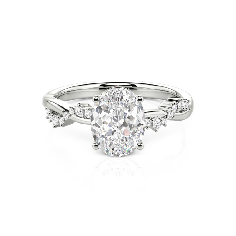 Jeulia 10K/14K/18K Gold Platinum Twist Oval Cut Ring
