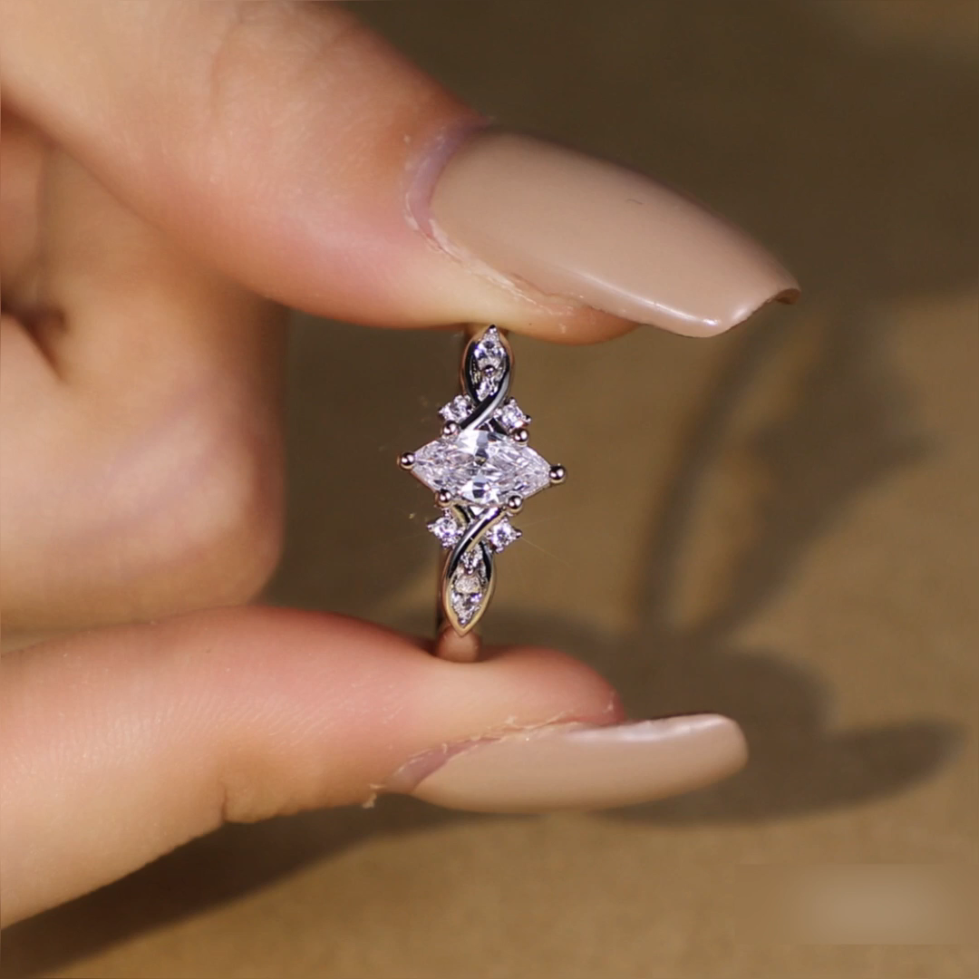 Helirose Custom Twisted Infinity Marquise Engagement Ring