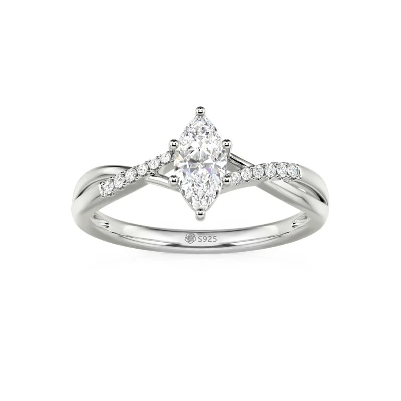 Helirose Twist Marquise Cut Sterling Silver Ring
