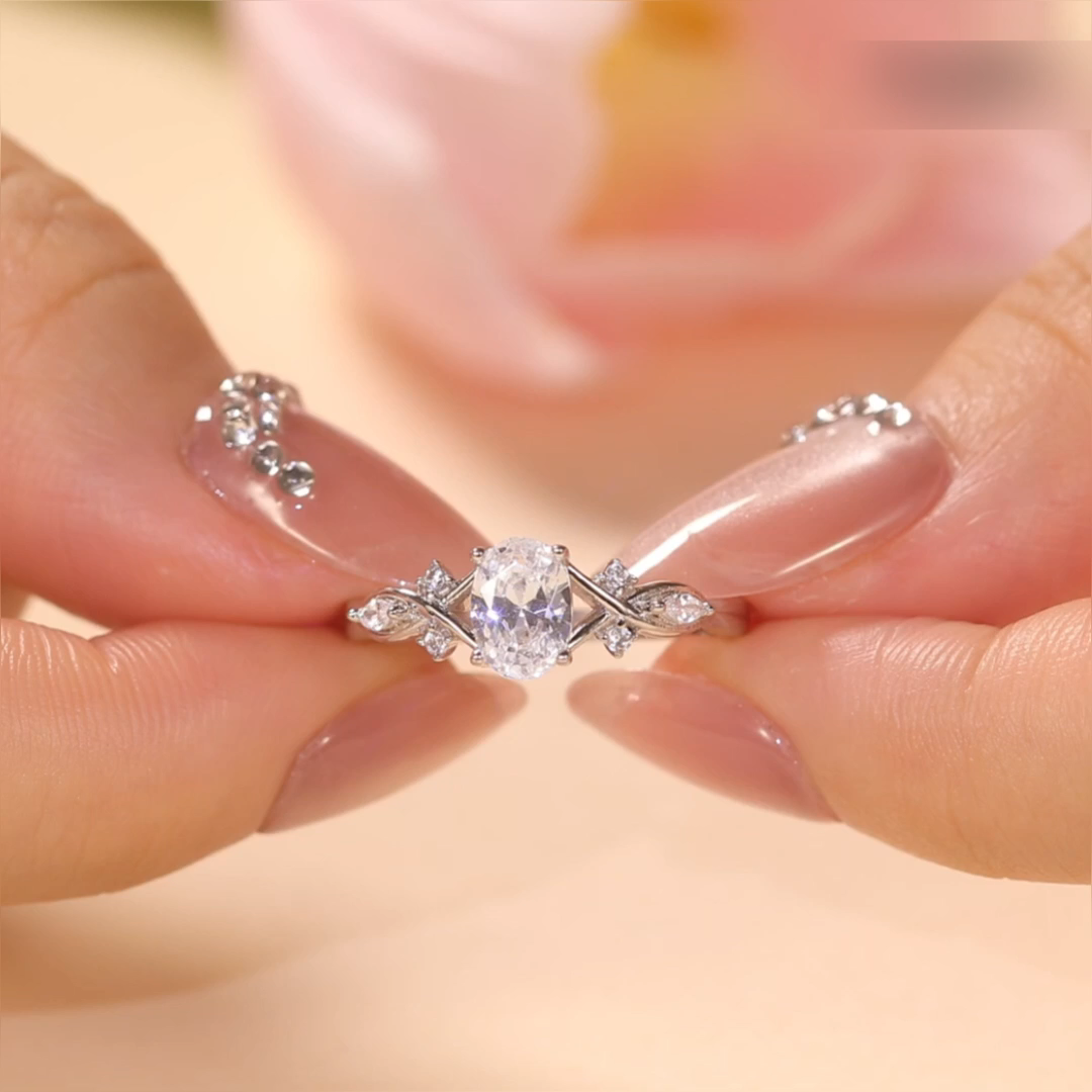 Helirose Oval Cut Custom Infinity Engagement Ring Sterling Silver