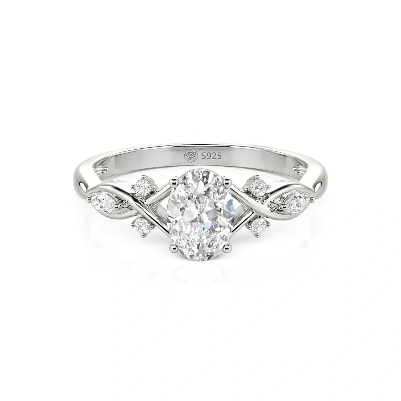 Helirose Oval Cut Custom Infinity Engagement Ring Sterling Silver