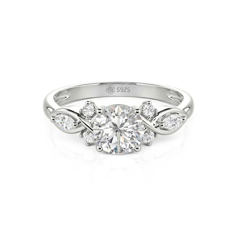 Helirose Custom Round Cut Infinity Engagement Ring Sterling Silver