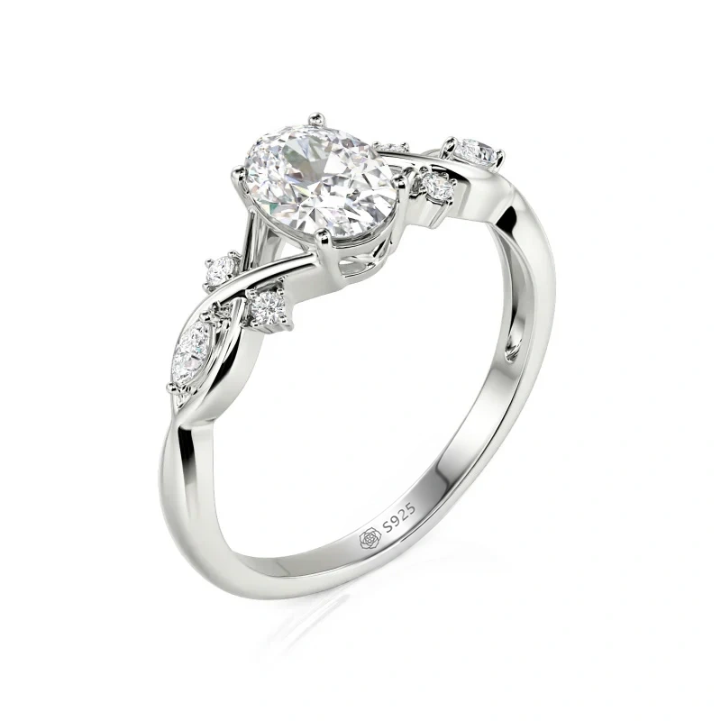Helirose Oval Cut Custom Infinity Engagement Ring Sterling Silver