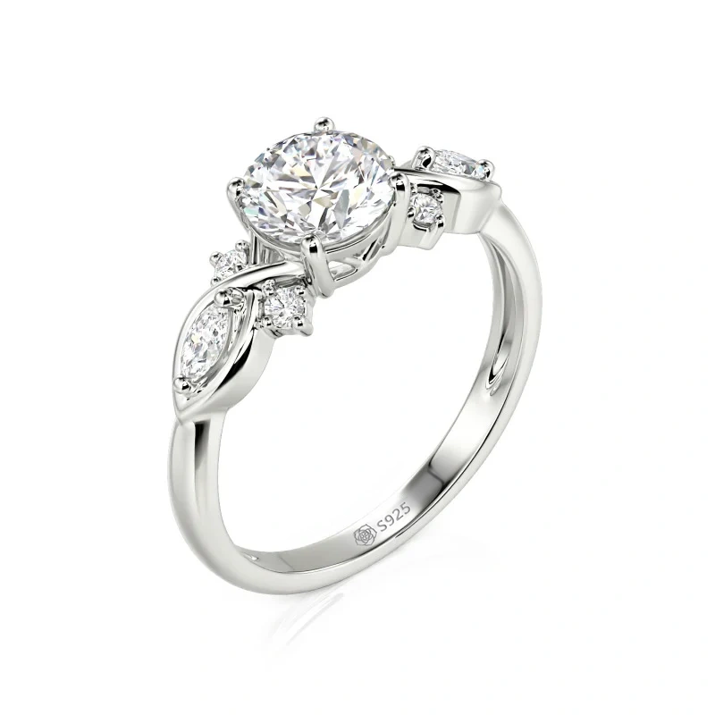 Helirose Custom Round Cut Infinity Engagement Ring Sterling Silver