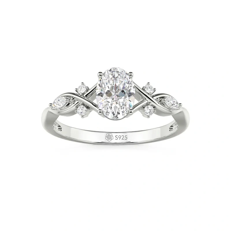 Helirose Oval Cut Custom Infinity Engagement Ring Sterling Silver
