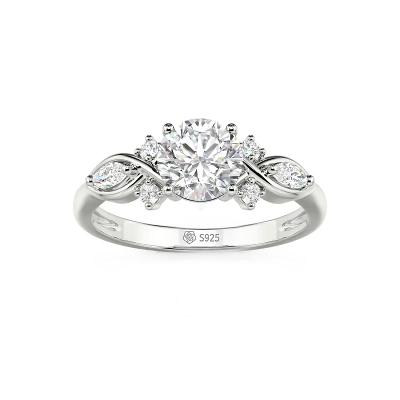 Helirose Custom Round Cut Infinity Engagement Ring Sterling Silver
