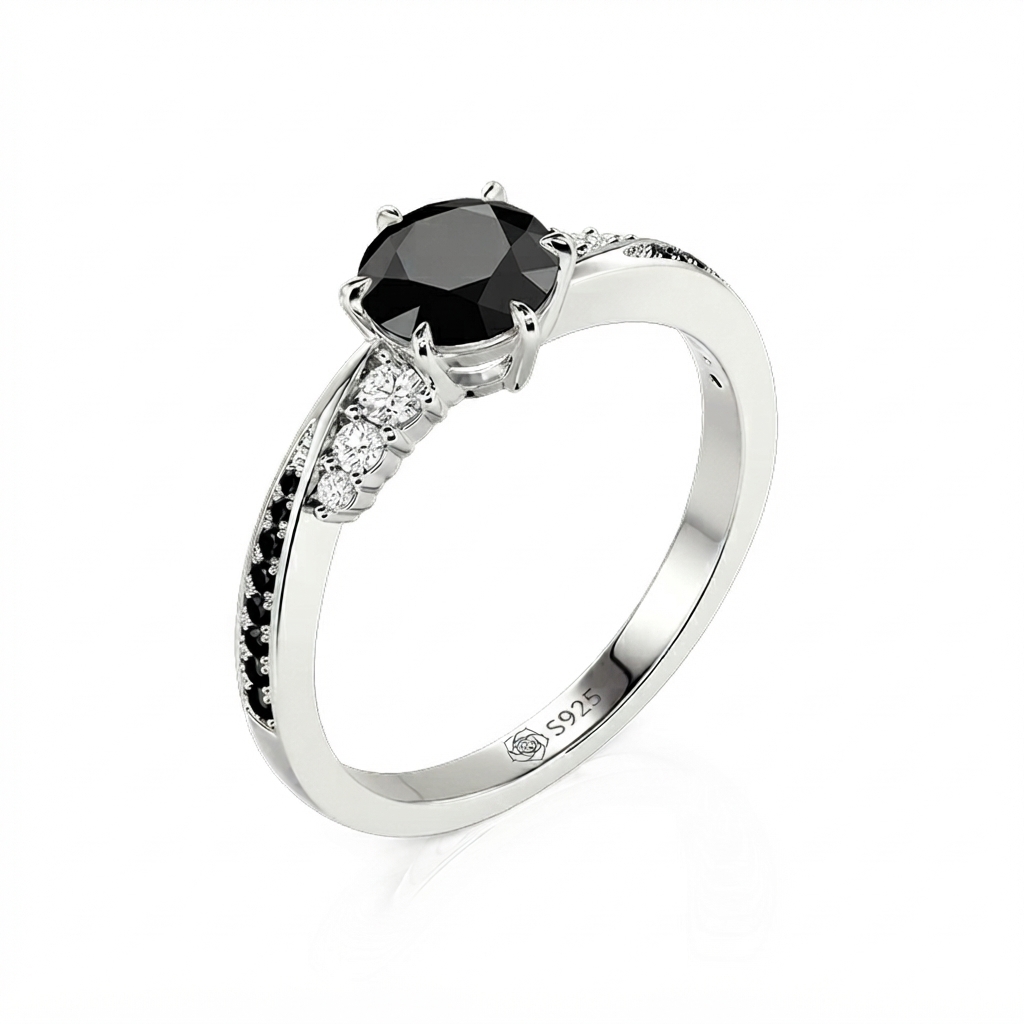 Jeulia Simple Round Cut Promise Ring Twist Design Sterling Silver