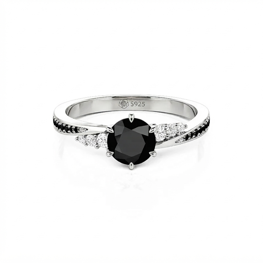 Jeulia Simple Round Cut Promise Ring Twist Design Sterling Silver