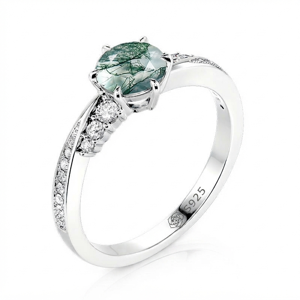 Jeulia Simple Round Cut Promise Ring Twist Design Sterling Silver