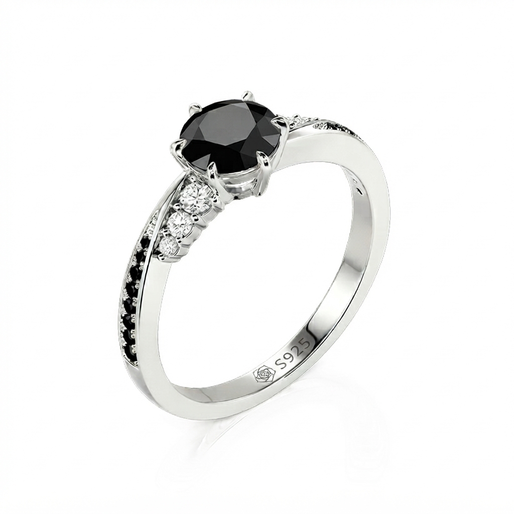 Jeulia Simple Round Cut Promise Ring Twist Design Sterling Silver