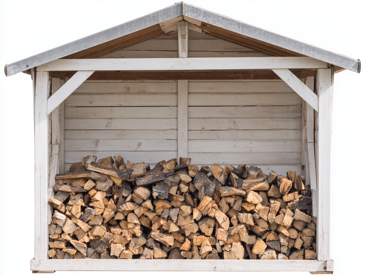 Kaminholzregal Holz 180x60x160 cm Weiß-Grau - Überdachtes Lager Design-Comooroom