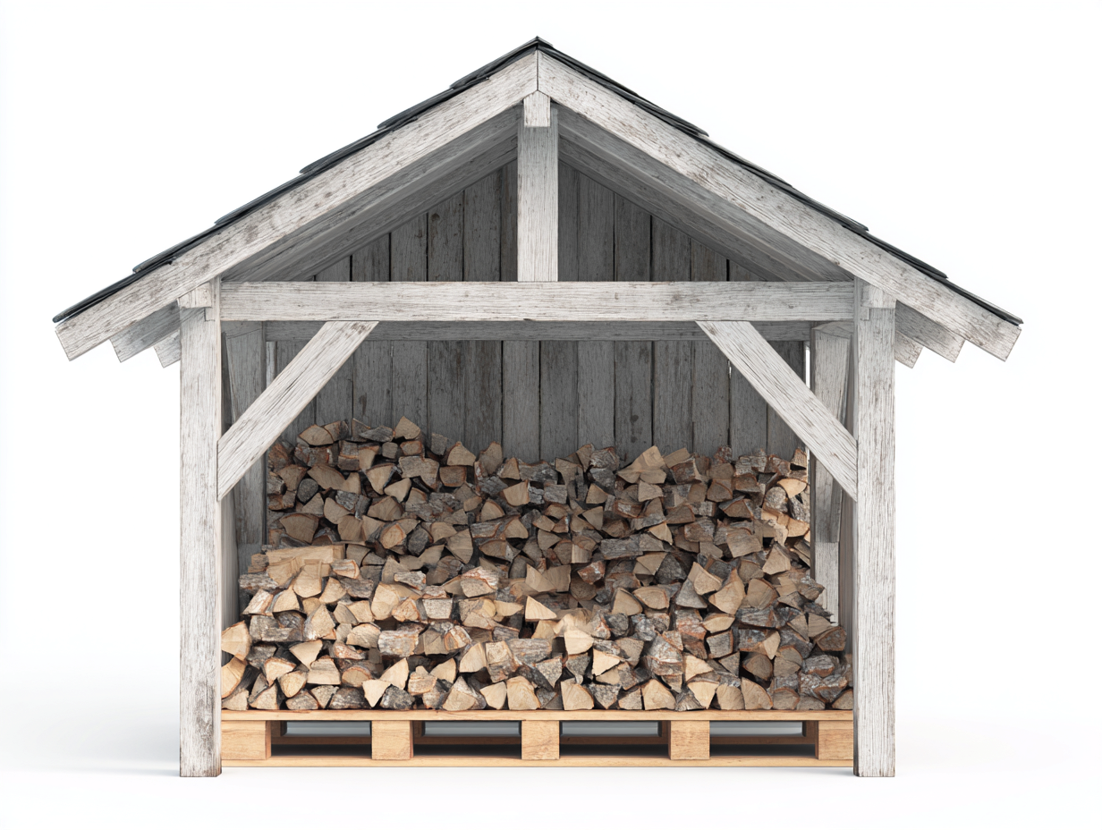 Kaminholzregal aus Holz 240x80x220 cm - weiß-grau-braun - rustikaler Outdoor-Stil-Comooroom