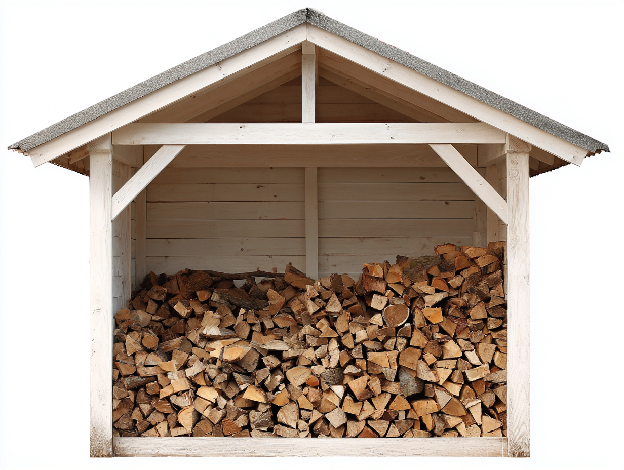 Kaminholzregal aus Holz 210x85x195 cm - naturweiß-grau - rustikaler Stil mit Dach für Garten und Außenbereich-Comooroom