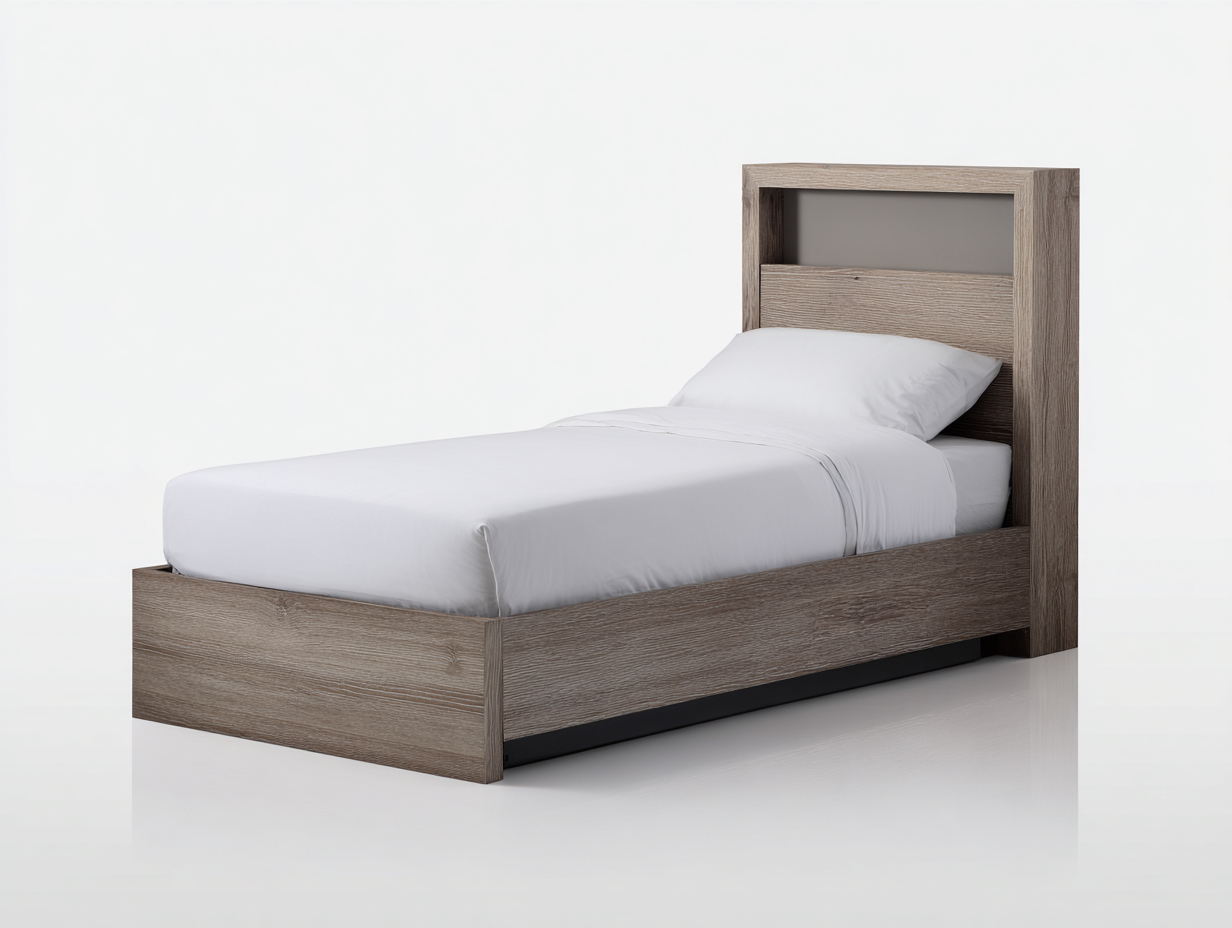 Einzelbett Holz 200x90x110 cm Braun - Modernes Bettgestell mit Stauraumoptik-Comooroom