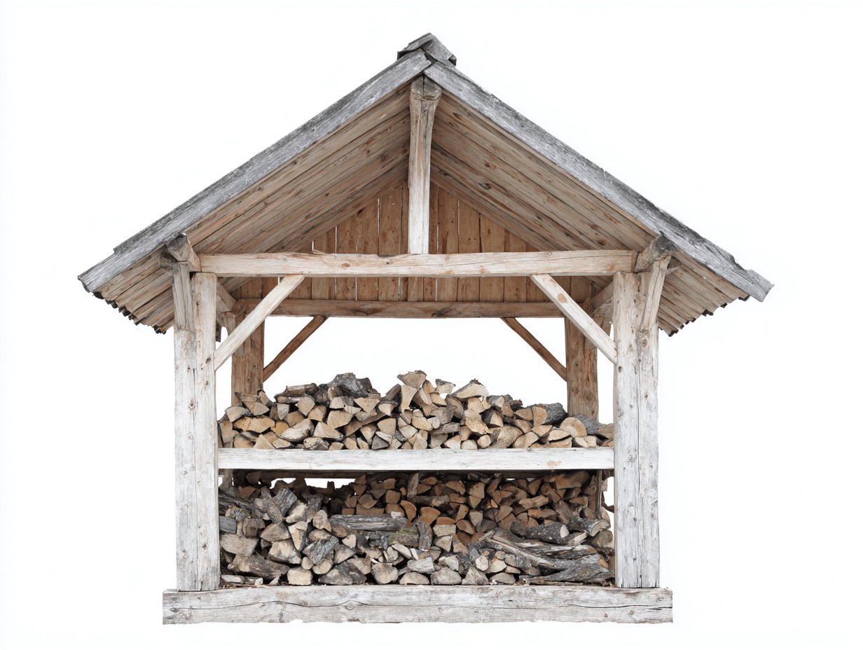 Kaminholzregal Holz 210x80x215 cm - Weiß-Grau-Naturholz - überdachtes Design für Garten und Terrasse-Comooroom