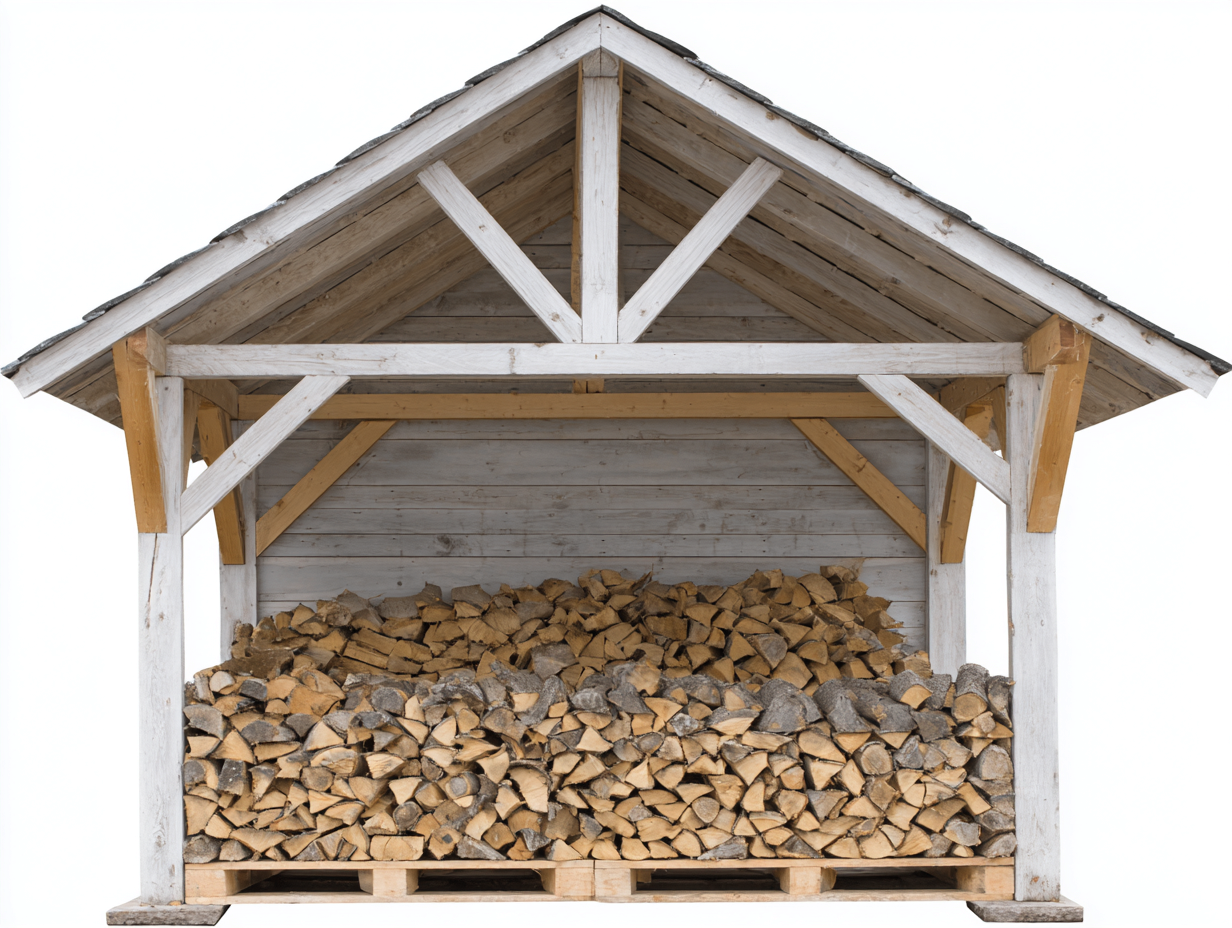 Kaminholzregal Holz 240x75x220 cm - Weiß-Naturholz - überdachtes Design für Garten und Terrasse-Comooroom