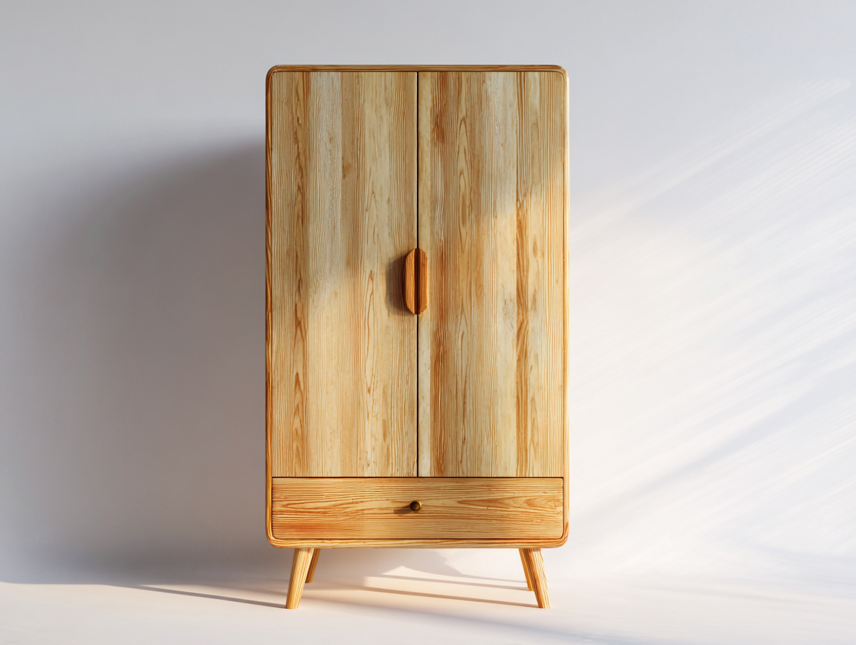 Kleiderschrank Holz 90x45x165 cm - Naturholz - modernes Design für Schlafzimmer-Comooroom