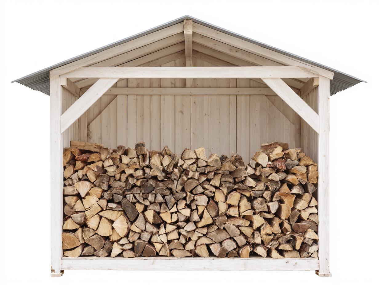 Kaminholzregal Holz-Metall 160x78x170 cm weiß-grau - mit Dach für Außenbereich-Comooroom