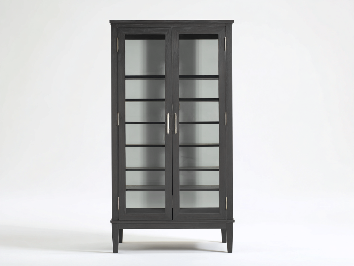 Vitrinen Holz 100x40x190 cm Schwarz - Moderne Glasvitrine-Comooroom