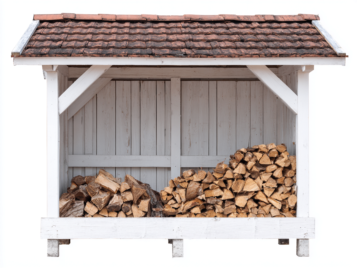 Kaminholzregal Holz 200x70x175 cm Weiß-Braun - Überdachtes Lager Design-Comooroom