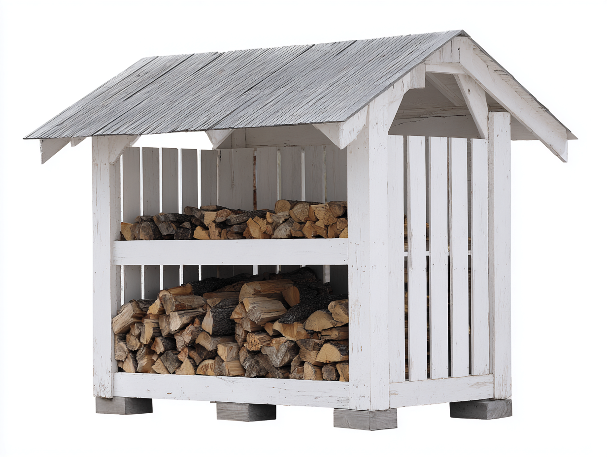 Kaminholzregal aus Holz 180x80x190 cm - weiß-grau-braun - rustikaler Outdoor-Stil-Comooroom