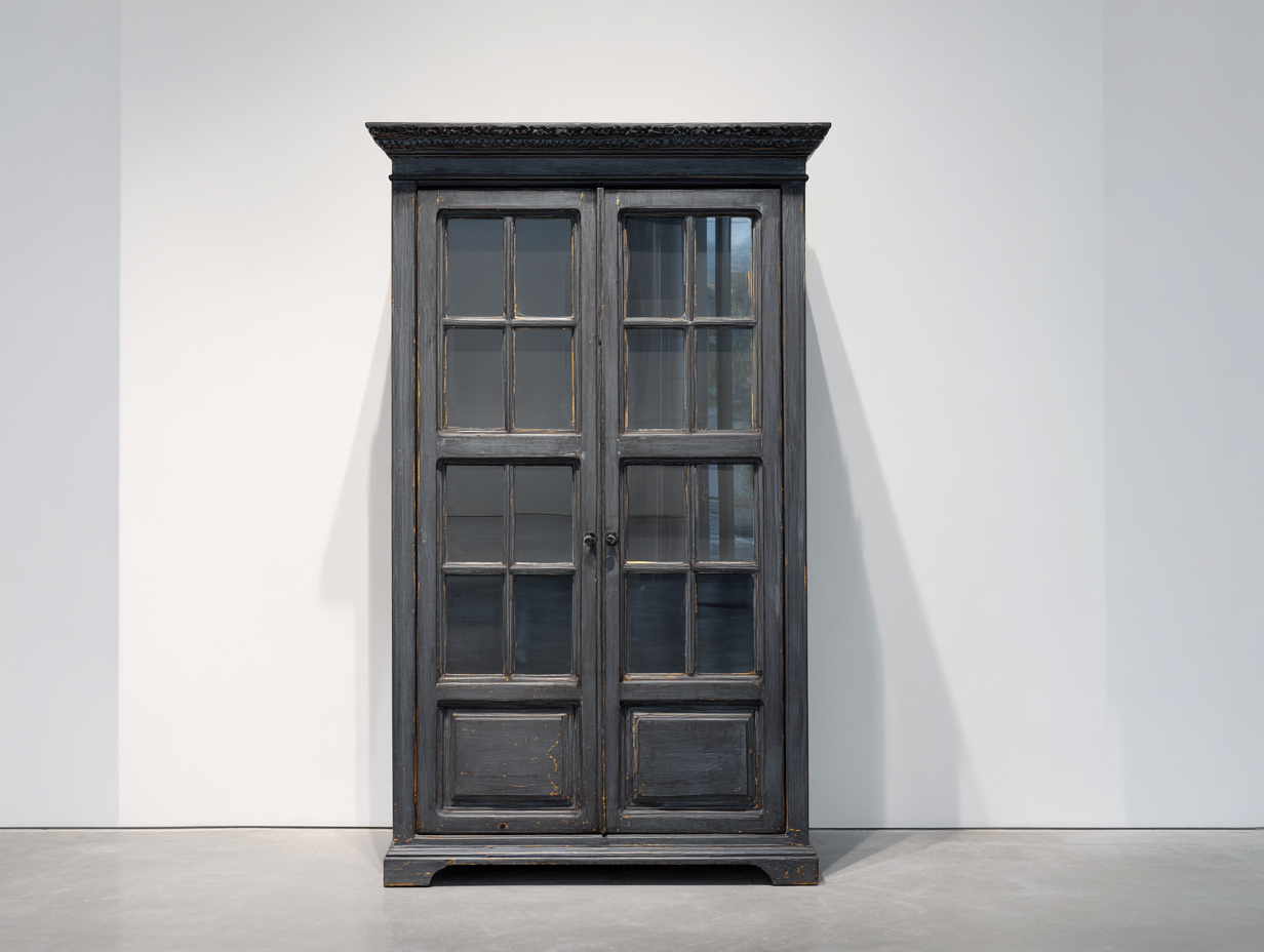 Vitrinen Holz Glas 105x42x190 cm - Schwarz - klassisches Design für Wohnzimmer-Comooroom