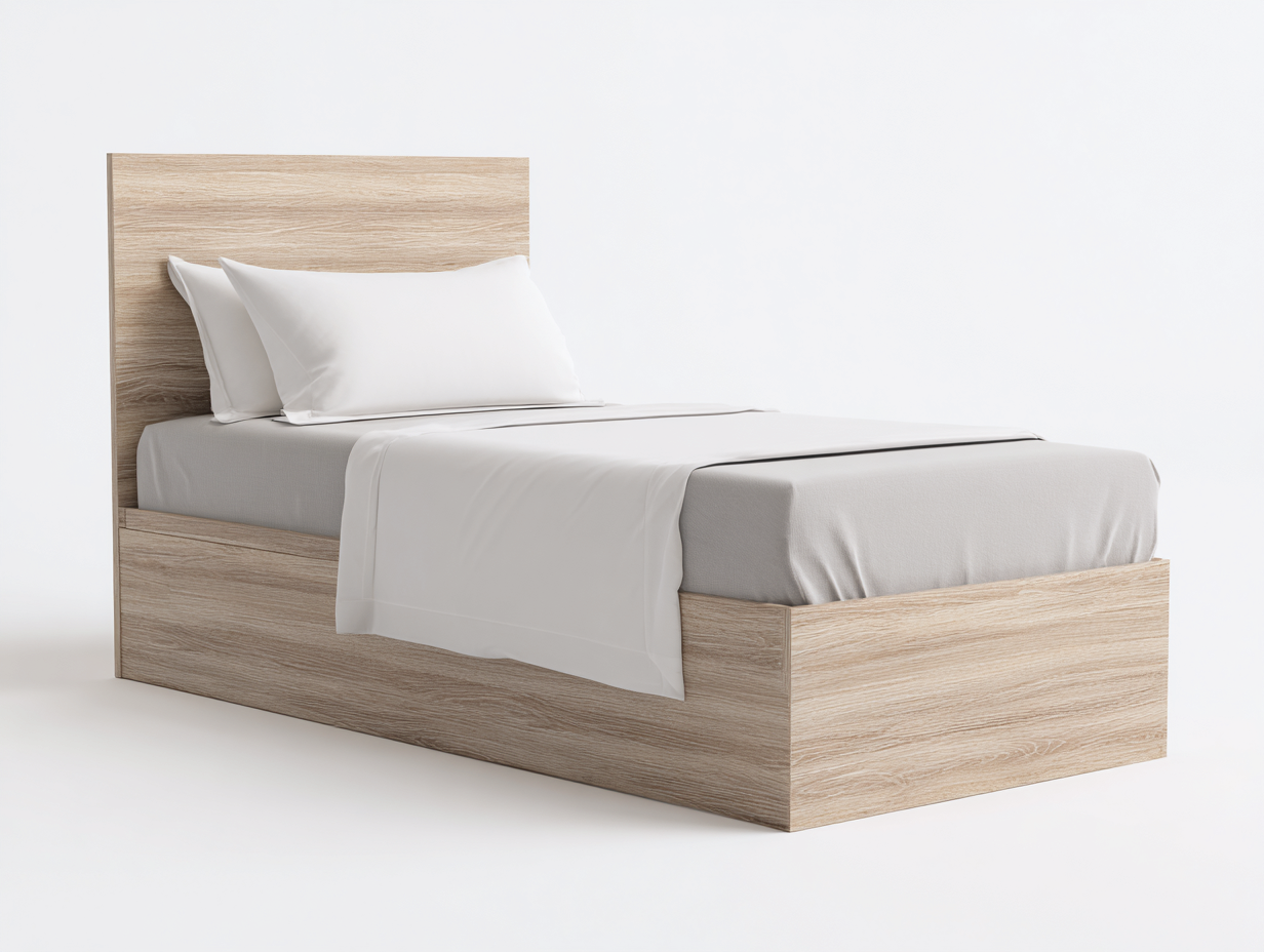 Einzelbett Holzoptik 206x102x108 cm - Eiche hell - modernes Design für Schlafzimmer-Comooroom