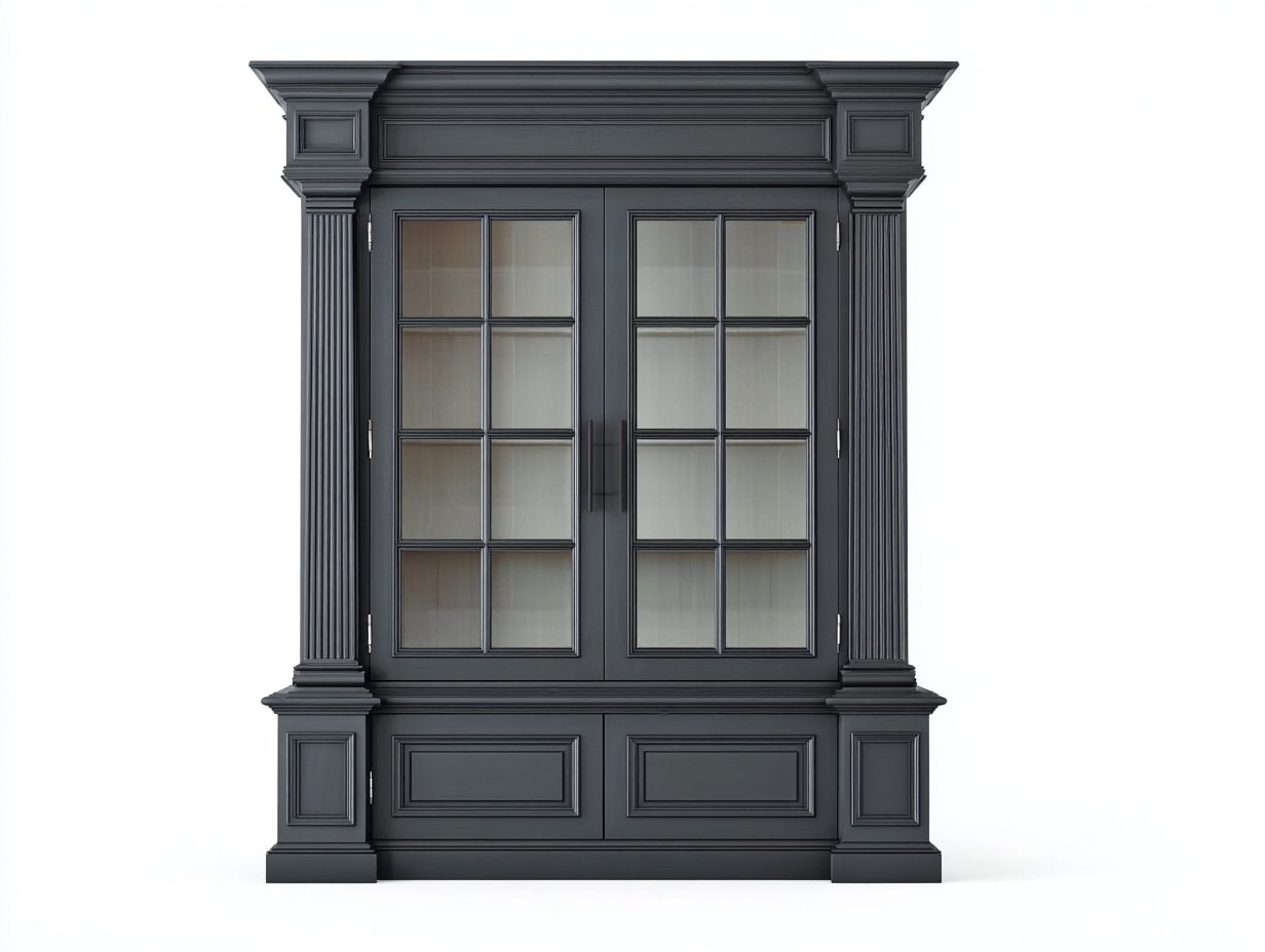Vitrinen Holz 120x45x210 cm Schwarz - Klassische Glasvitrine-Comooroom