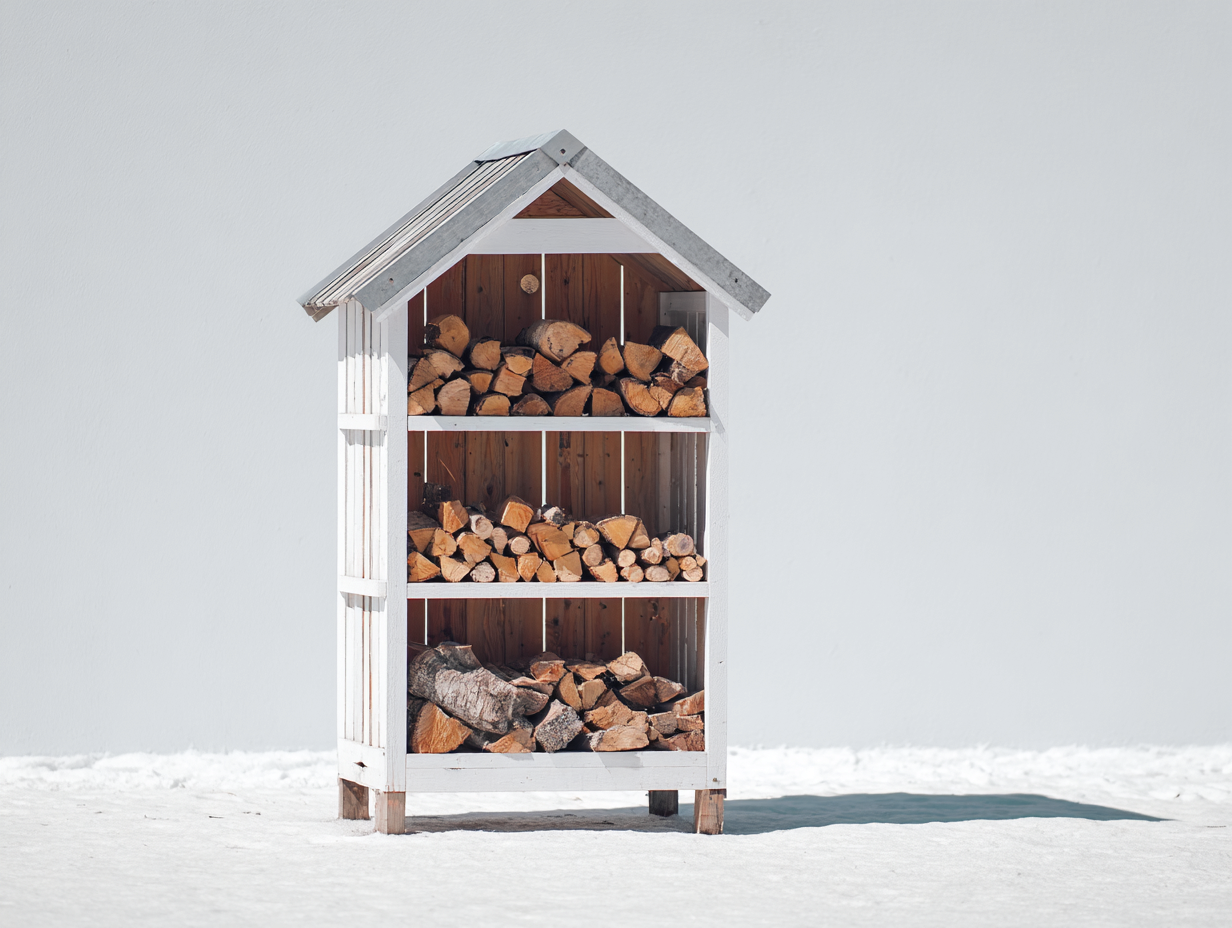 Kaminholzregal aus Holz 90x45x180 cm - weiß-braun-grau - rustikaler Outdoor-Stil-Comooroom