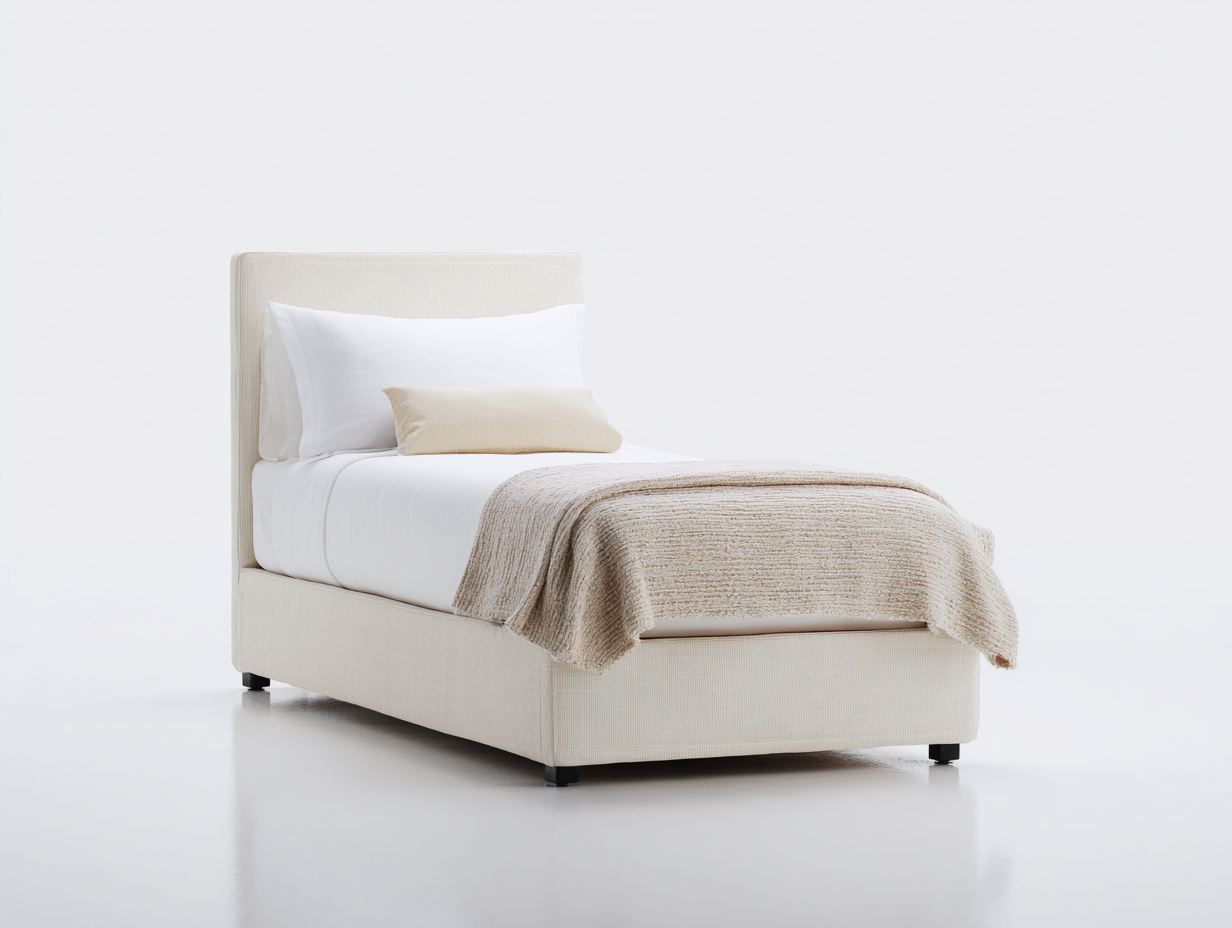 Einzelbett Stoff 205x100x105 cm beige - gepolstertes Design für Schlafzimmer-Comooroom