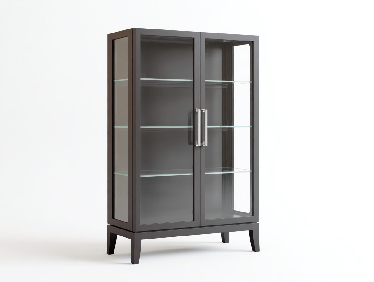 Vitrinen Metall-Glas 85x38x160 cm dunkelgrau - mit 2 Glastüren für Wohnzimmer und Esszimmer-Comooroom