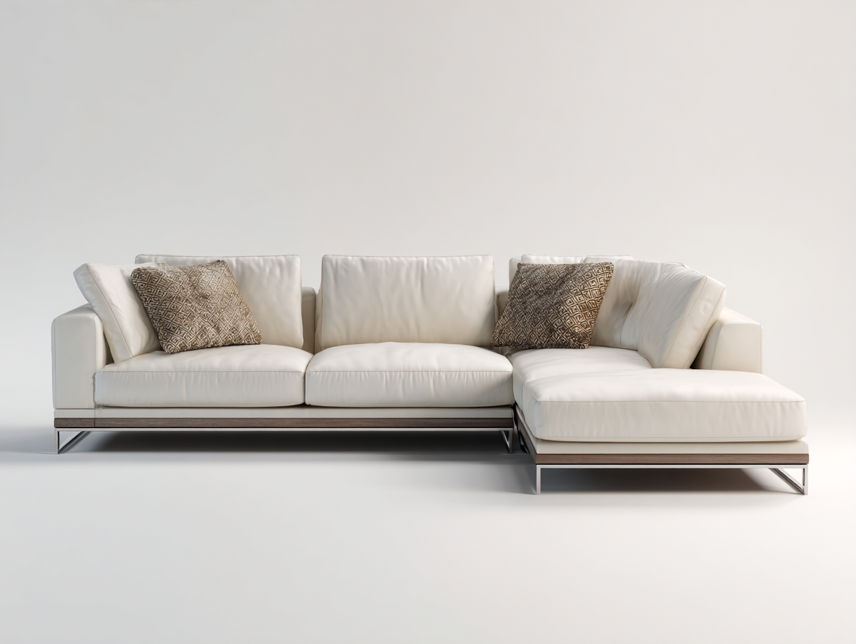 Gartensofa aus Kunstleder und Metall 280x165x82 cm - cremeweiß-silberfarben - modernes Design für Terrasse und Garten-Comooroom