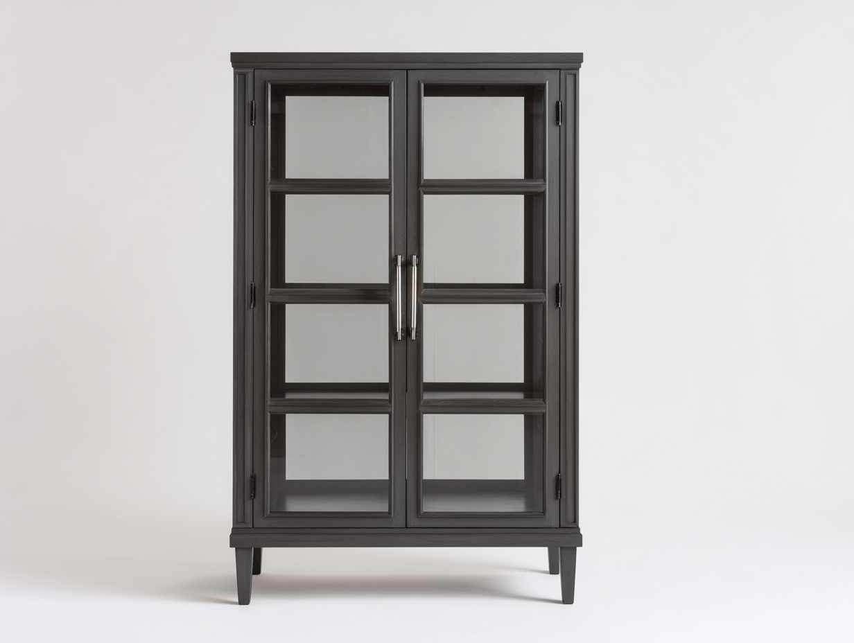 Vitrinen Holz Glas 100x40x180 cm - Dunkelgrau - modernes Design für Wohnzimmer-Comooroom
