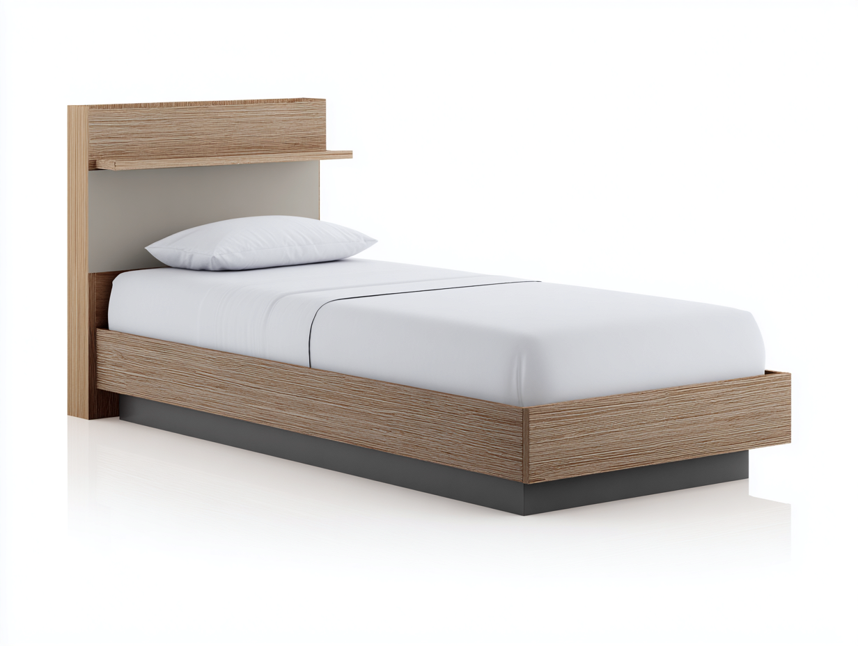 Einzelbett Holzwerkstoff 208x99x104 cm natur-grau - mit Kopfteil für Schlafzimmer-Comooroom