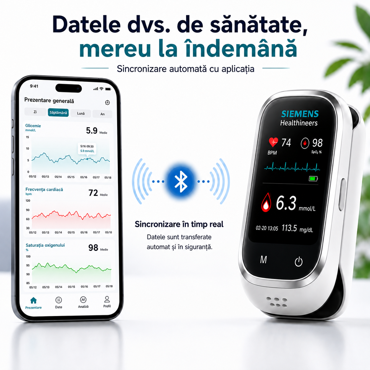 🩸 Siemens™ Dispozitiv 11-în-1 pentru măsurarea glicemiei fără înțepături Fără ace • Fără benzi de testare • Rezultate rapide în doar 5 secunde